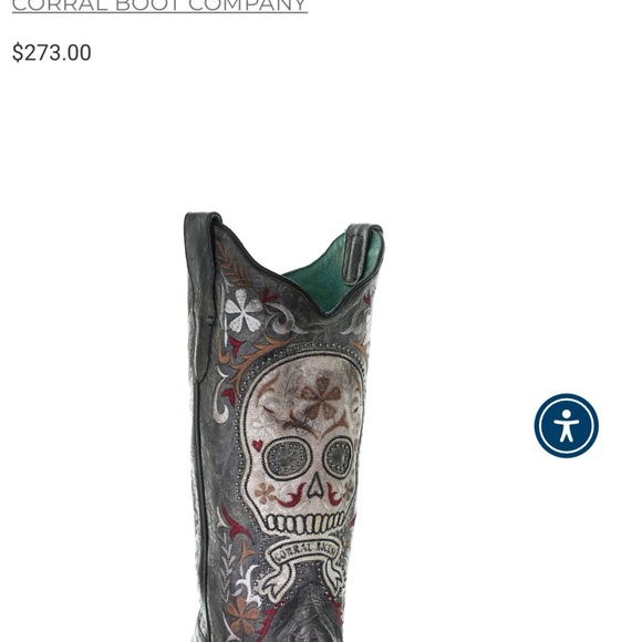 Brand New Corral Black and Gray Skull Embroidered pair of boots Square toe - Picture 4 of 5